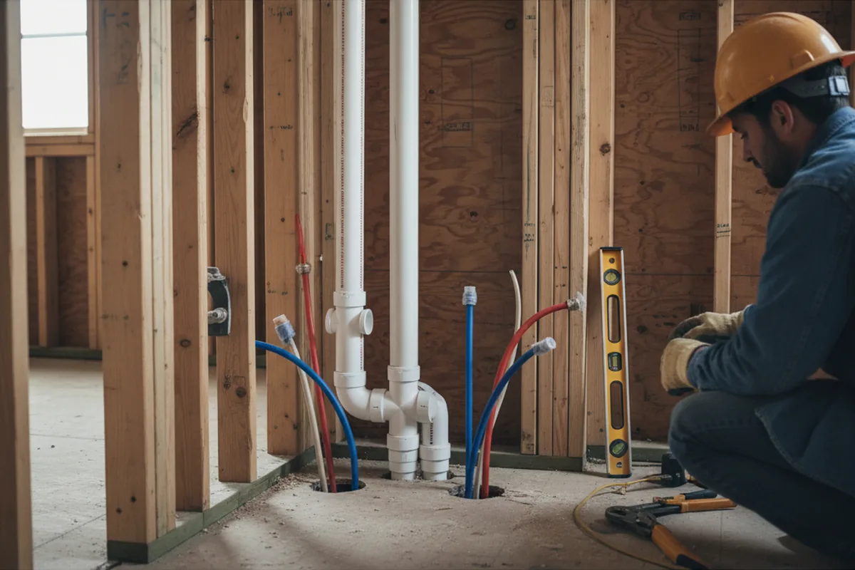 Drain and supply rough-in during Leak Detection in Huntersville
